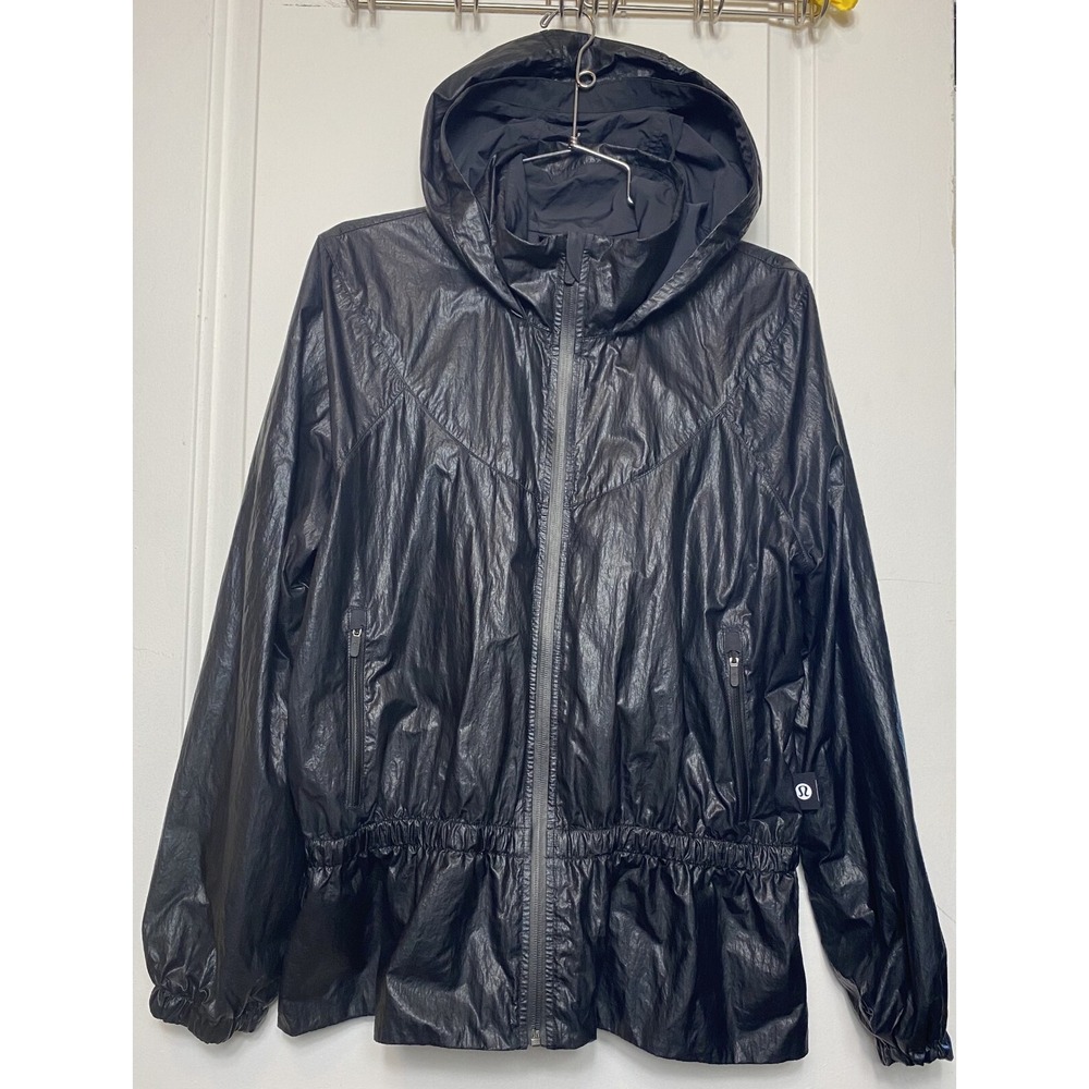 Lululemon Jacket Womens Size 6 Black Zip Pockets Packable Lightweight Wind Rain
